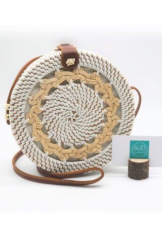 [HANDCRAFTED] Braided White Rattan Bag
