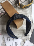 Knotted Plain Lace Headband Blue