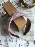 Knotted Plain Lace Headband Pink